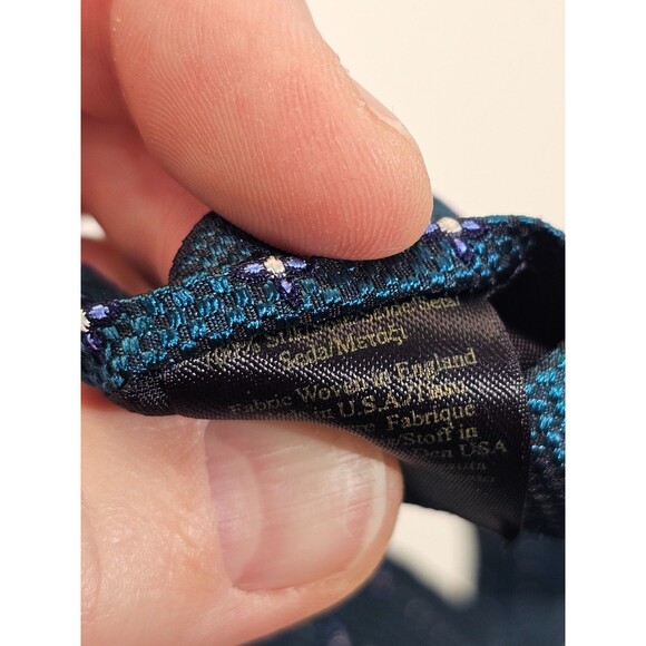 MDS Brooks Brothers 100% Silk Teal & Blue Alternating Star Pattern Neck Tie NEW - Picture 7 of 7